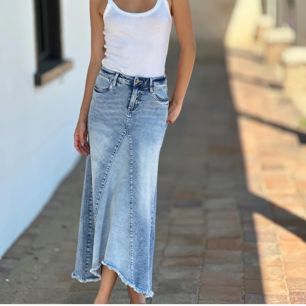 Wash Lab

Selma Pieced Denim Maxi Skirt